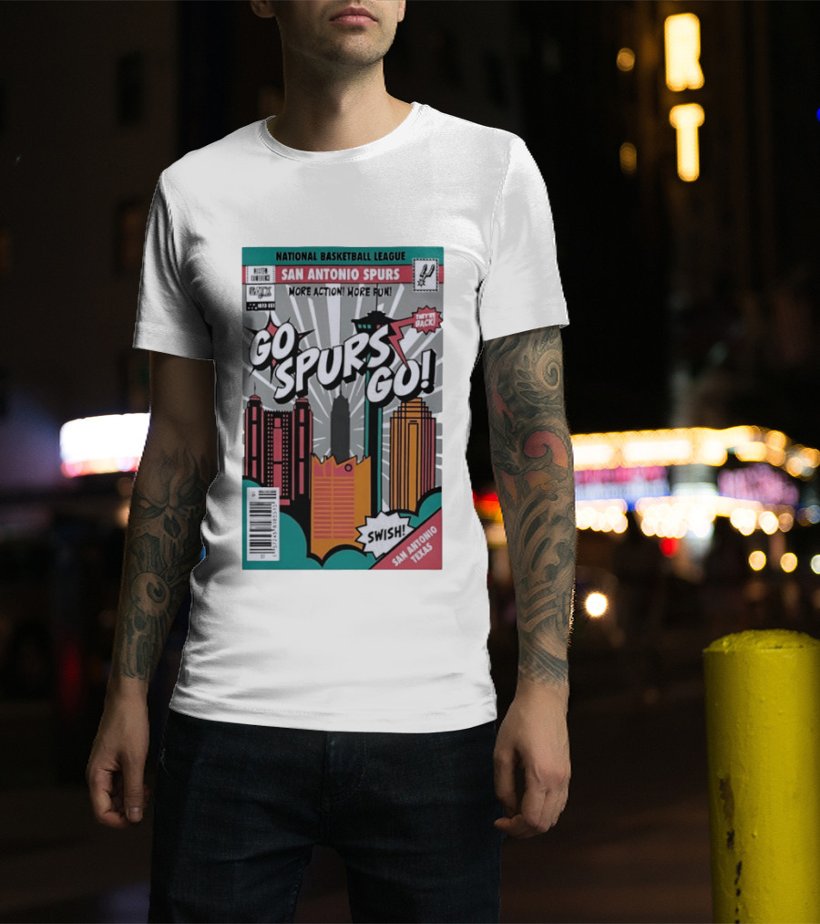 National Basketball League San Antonio Spurs More Action More Fun Go Spurs Go Swish Back Texas T-Shirt