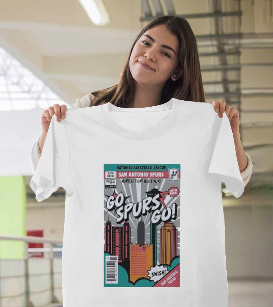 National Basketball League San Antonio Spurs More Action More Fun Go Spurs Go Swish Back Texas T-Shirt