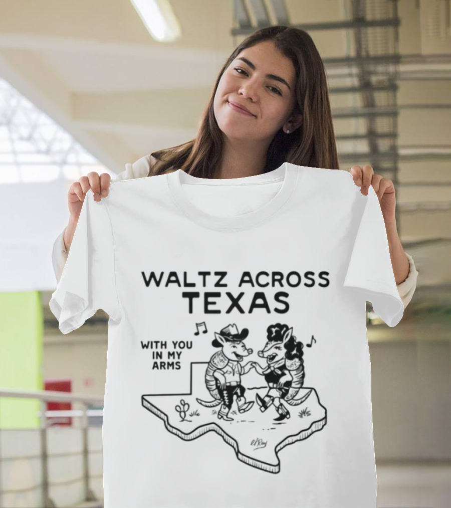 Waltz Across Texas With You In My Arms Texas Map Dancing Cowboys T-Shirt