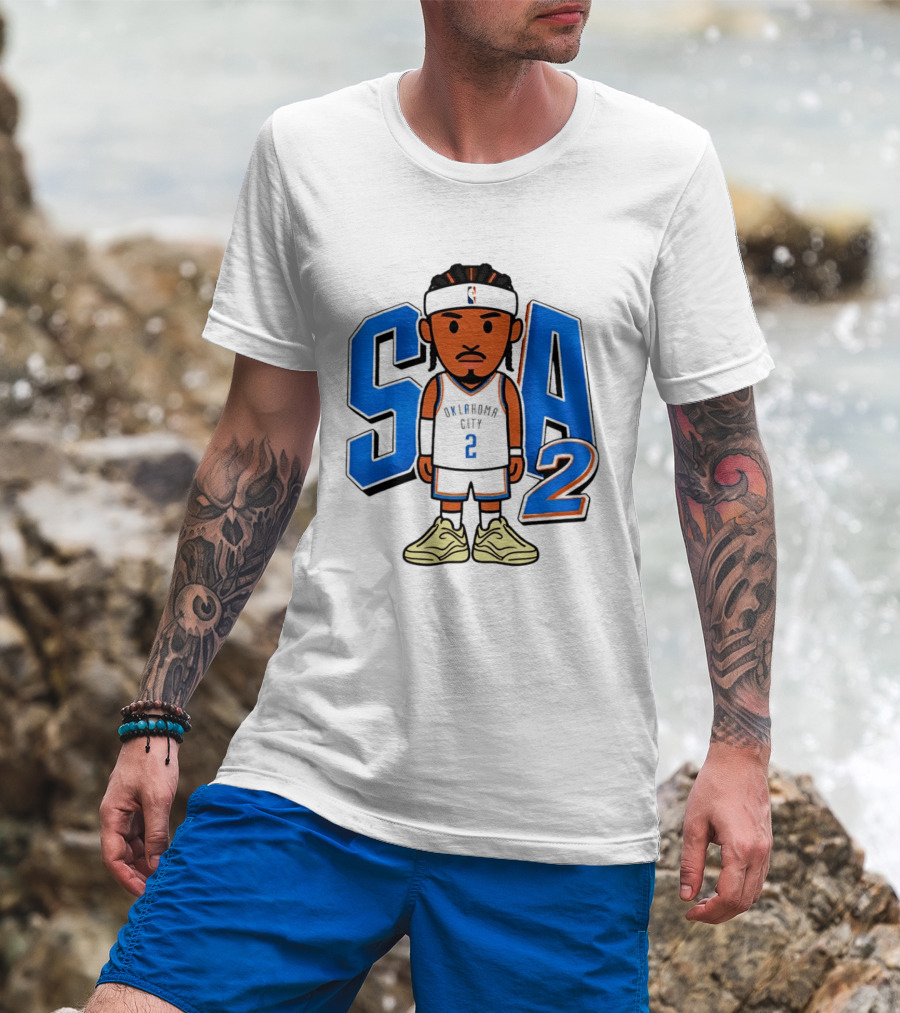 Shai Gilgeous Alexander Oklahoma City 2 Blue SA Caricature T-Shirt