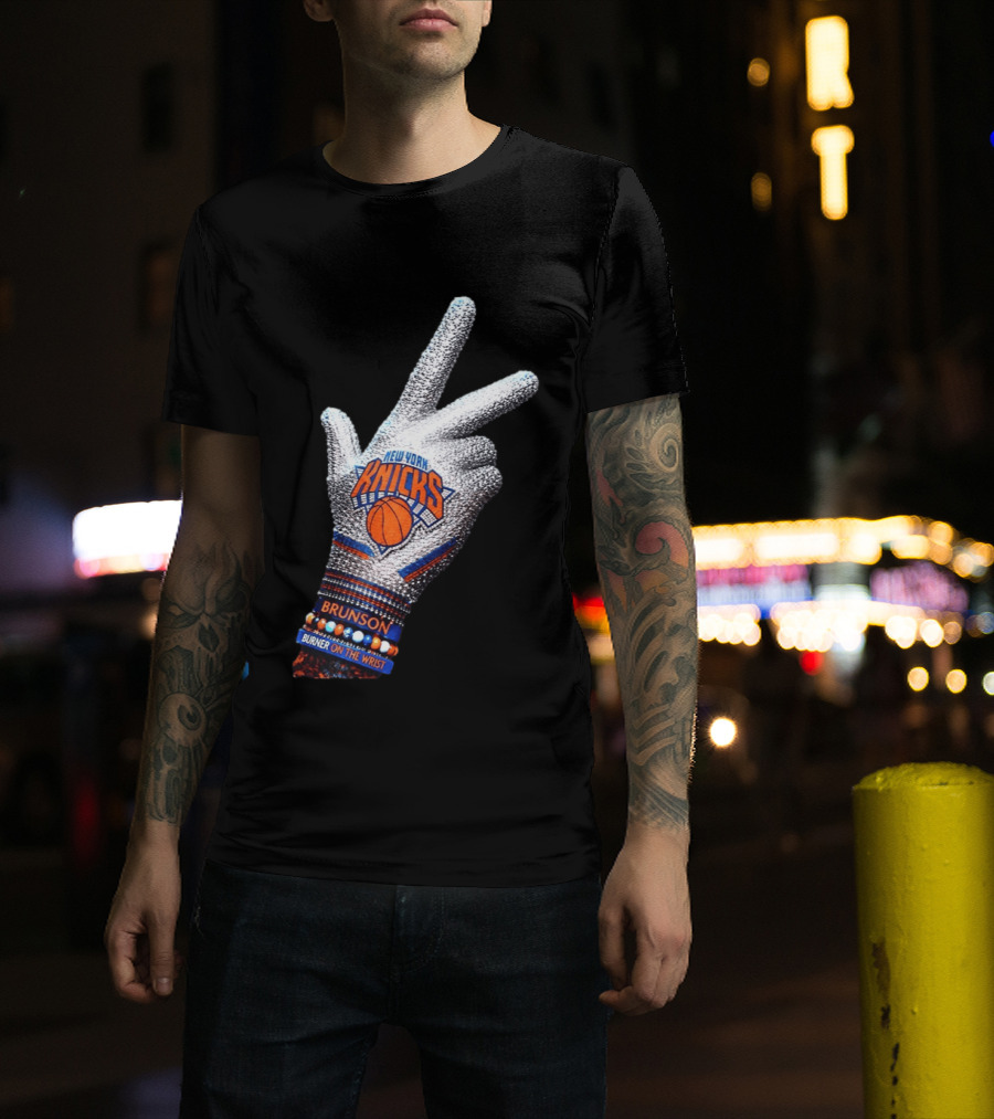 New York Knicks Iceman Jalen Brunson Burner On The Wrist Diamond Chain T-Shirt