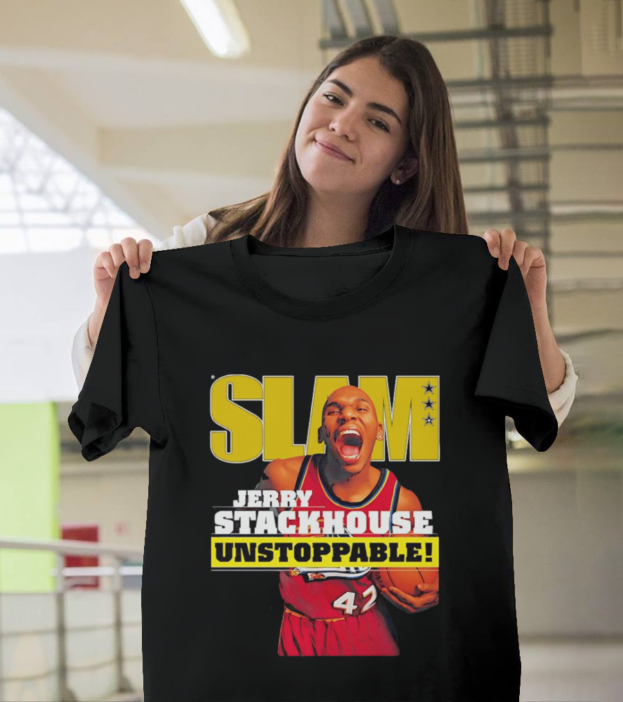 Jerry Stackhouse SLAM Unstoppable Detroit Pistons 42 Hardwood Classics Basketball T-Shirt