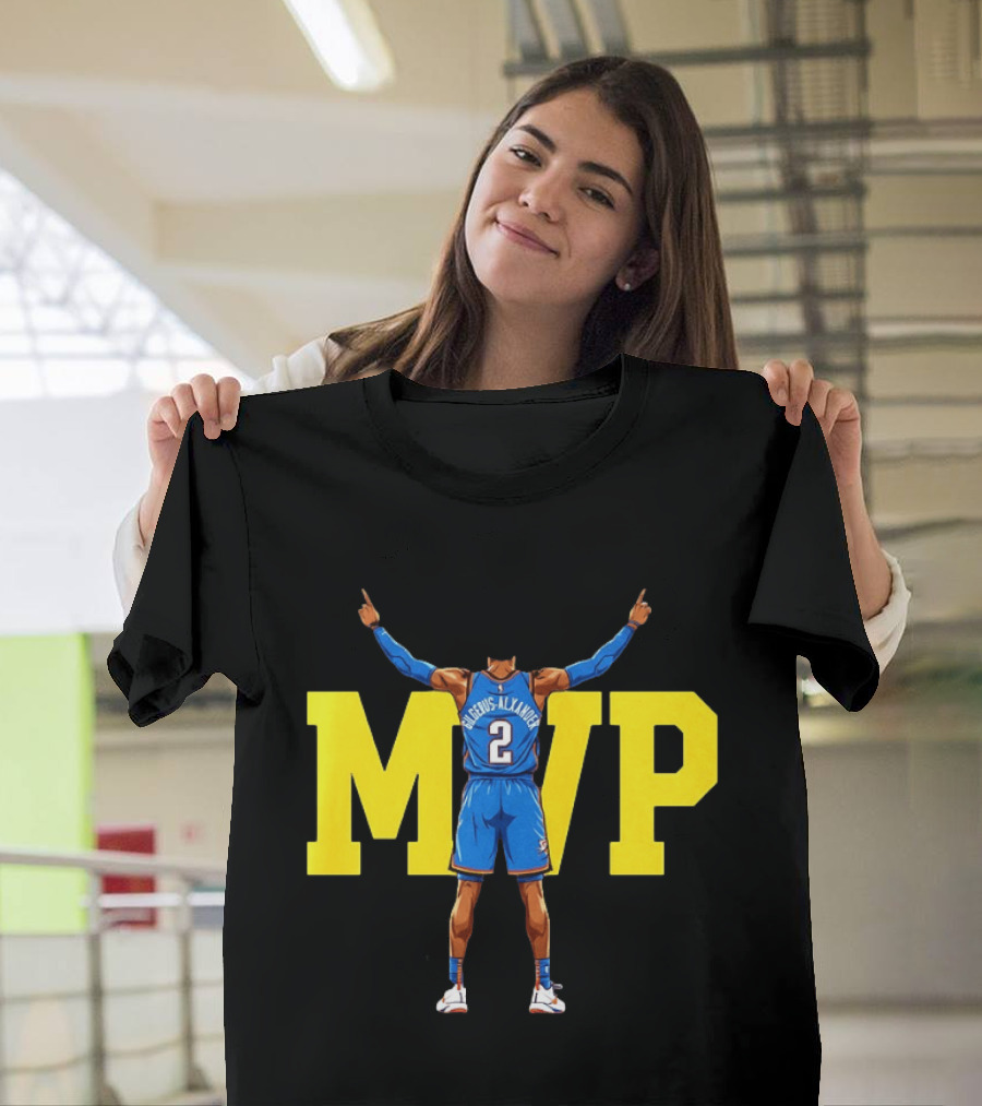 MVP Back 2 Back Shai Gilgeous Alexander Oklahoma City Thunder Basketball Player Blue Jersey Number 2 T-Shirt