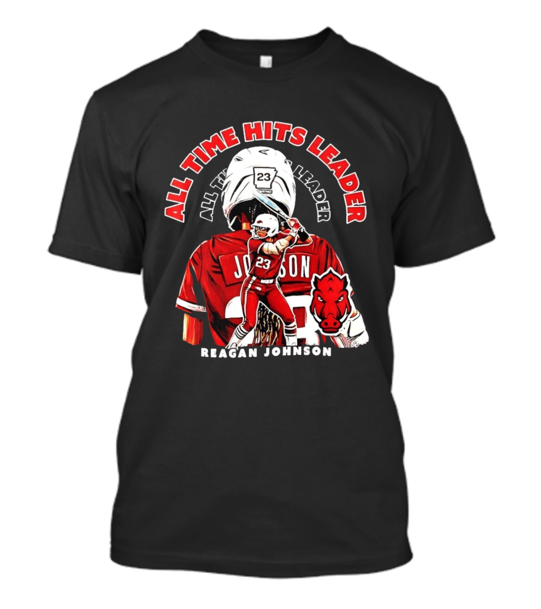 Reagan Johnson All Time Hits Leader Arkansas Razorbacks Softball Number 23 T-Shirt