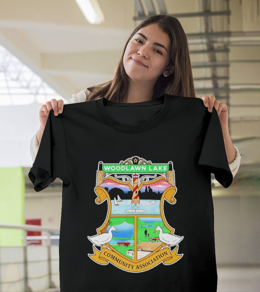 Woodlawn Lake Community Association Scenic Emblem In San Antonio Texas T-Shirt