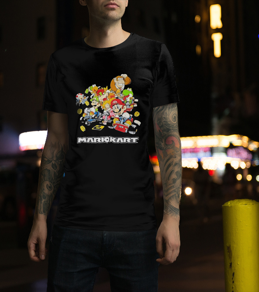 MARIOKART Racing Characters Compilation Black T-Shirt