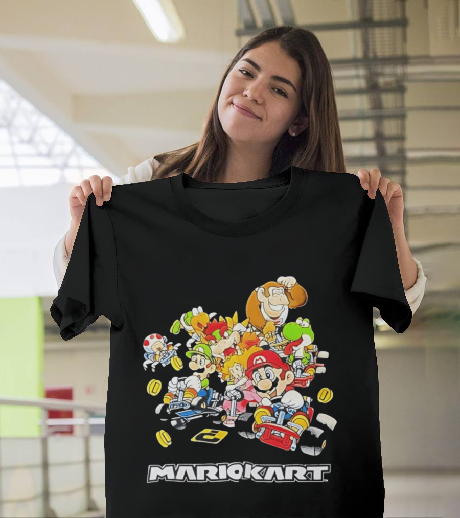MARIOKART Racing Characters Compilation Black T-Shirt