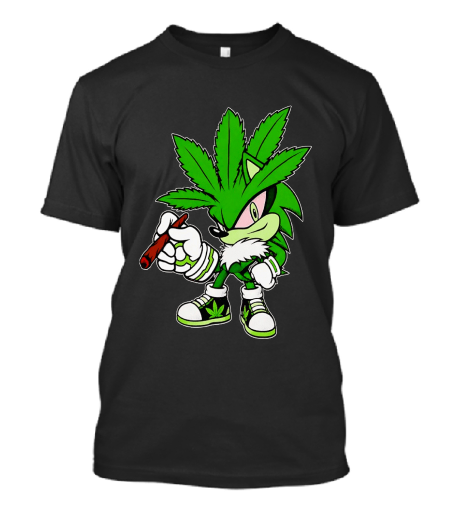 Chronic The Hemphog Weed Cartoon Sonic Parody Cannabis Leaf T-Shirt