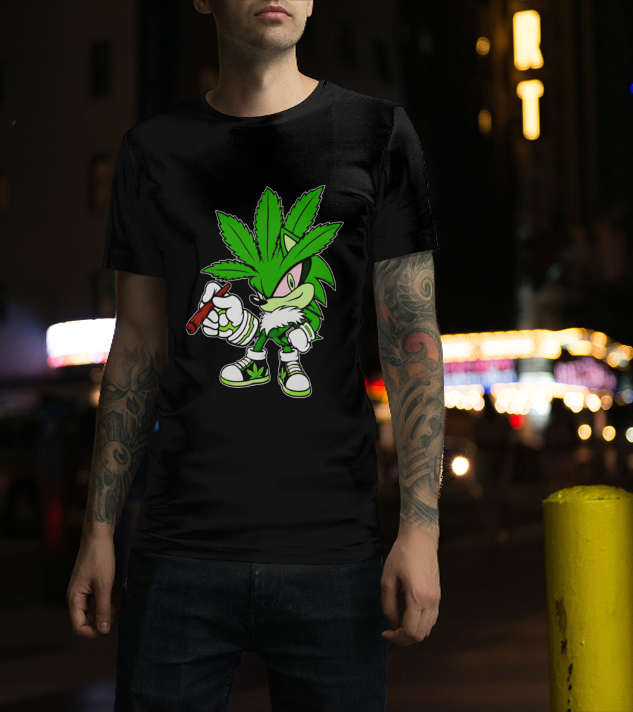 Chronic The Hemphog Weed Cartoon Sonic Parody Cannabis Leaf T-Shirt