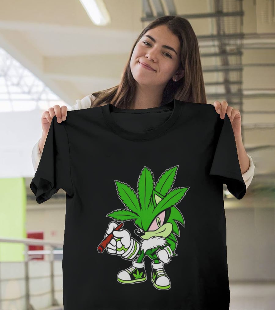 Chronic The Hemphog Weed Cartoon Sonic Parody Cannabis Leaf T-Shirt