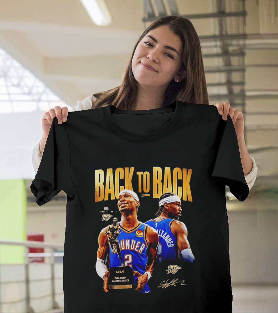 Shai Gilgeous Alexander Back To Back 2026 NBA MVP OKC Thunder SGA 2 T-Shirt
