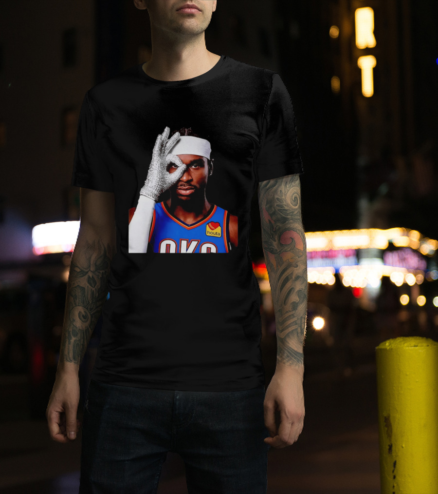 Shai Gilgeous Alexander OKC Thunders Houta Jersey Iceman Glove Gesture T-Shirt