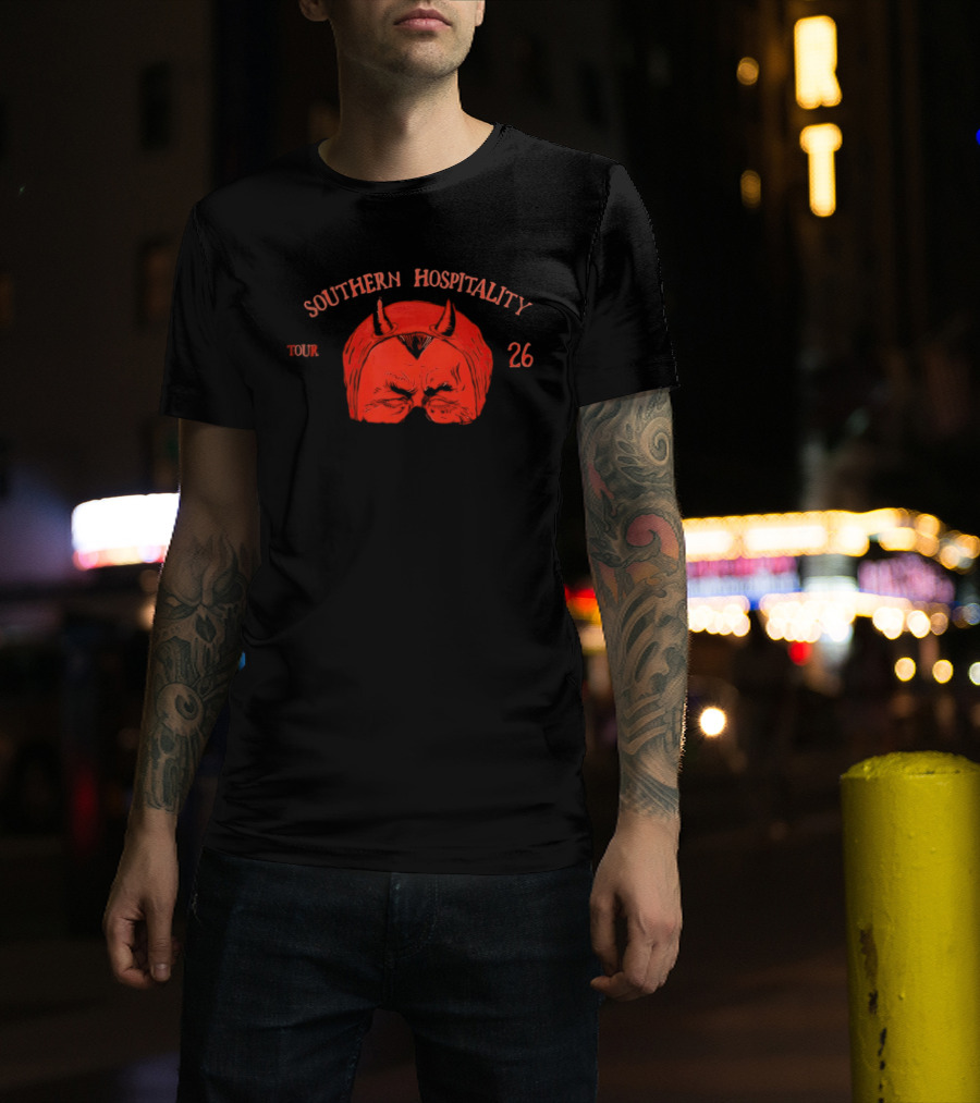 Southern Hospitality Tour 26 Devil Mask Red Horns T-Shirt