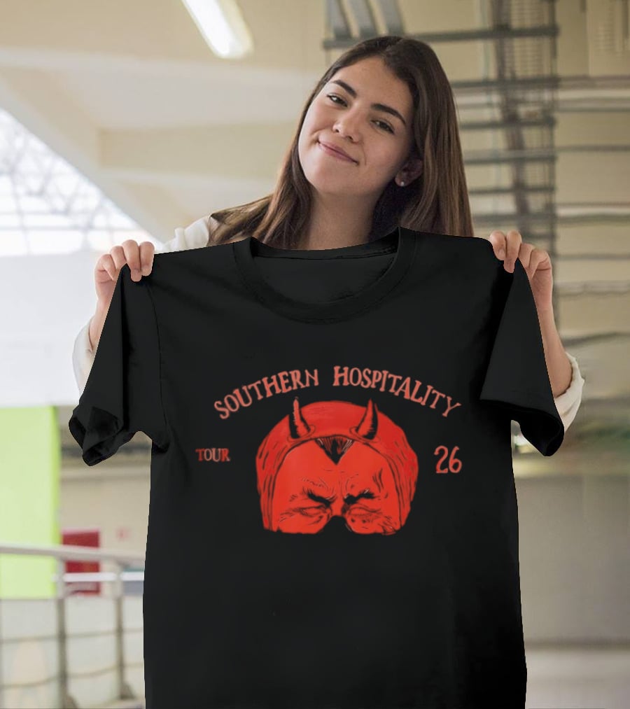 Southern Hospitality Tour 26 Devil Mask Red Horns T-Shirt
