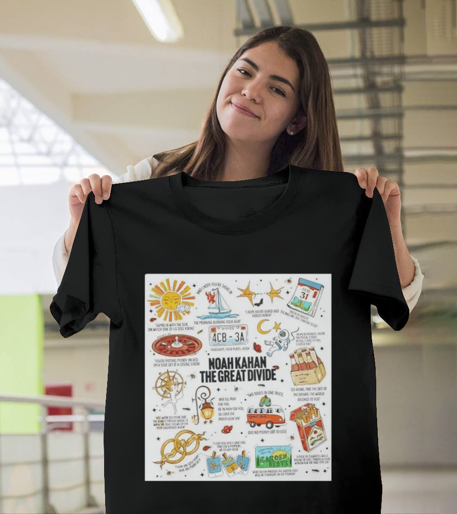 Noah Kahan The Great Divide Album Art Lyric Doodle August 31 Highlights T-Shirt