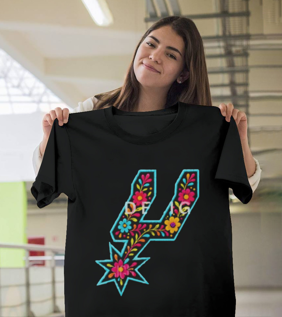 Original Spurs Floral San Antonio Spurs Basketball Nba 2026 Floral Pattern Spurs Logo 2026 T-Shirt
