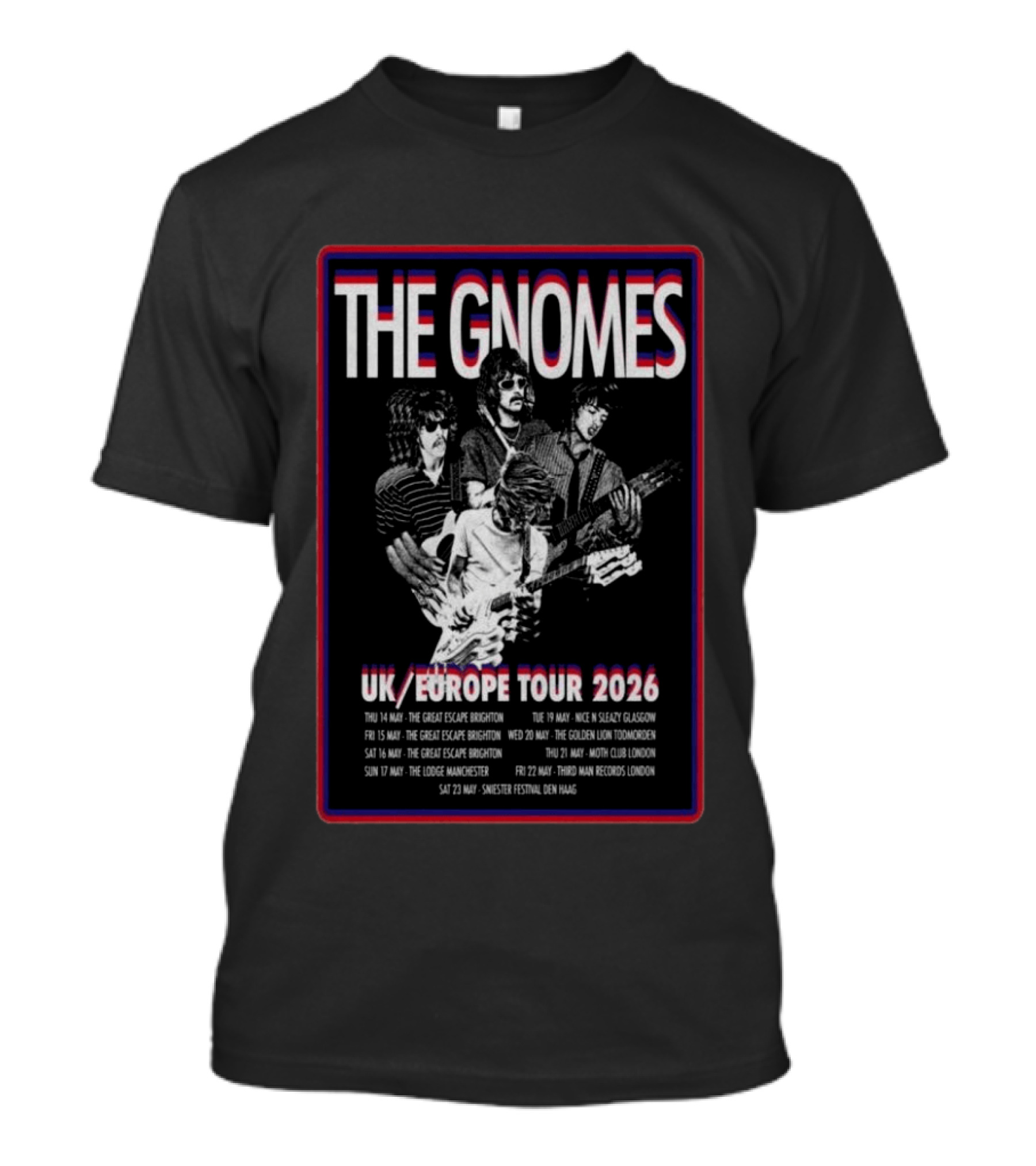 The Gnomes UK Europe Tour 2026 Brighton Manchester Glasgow London T-Shirt