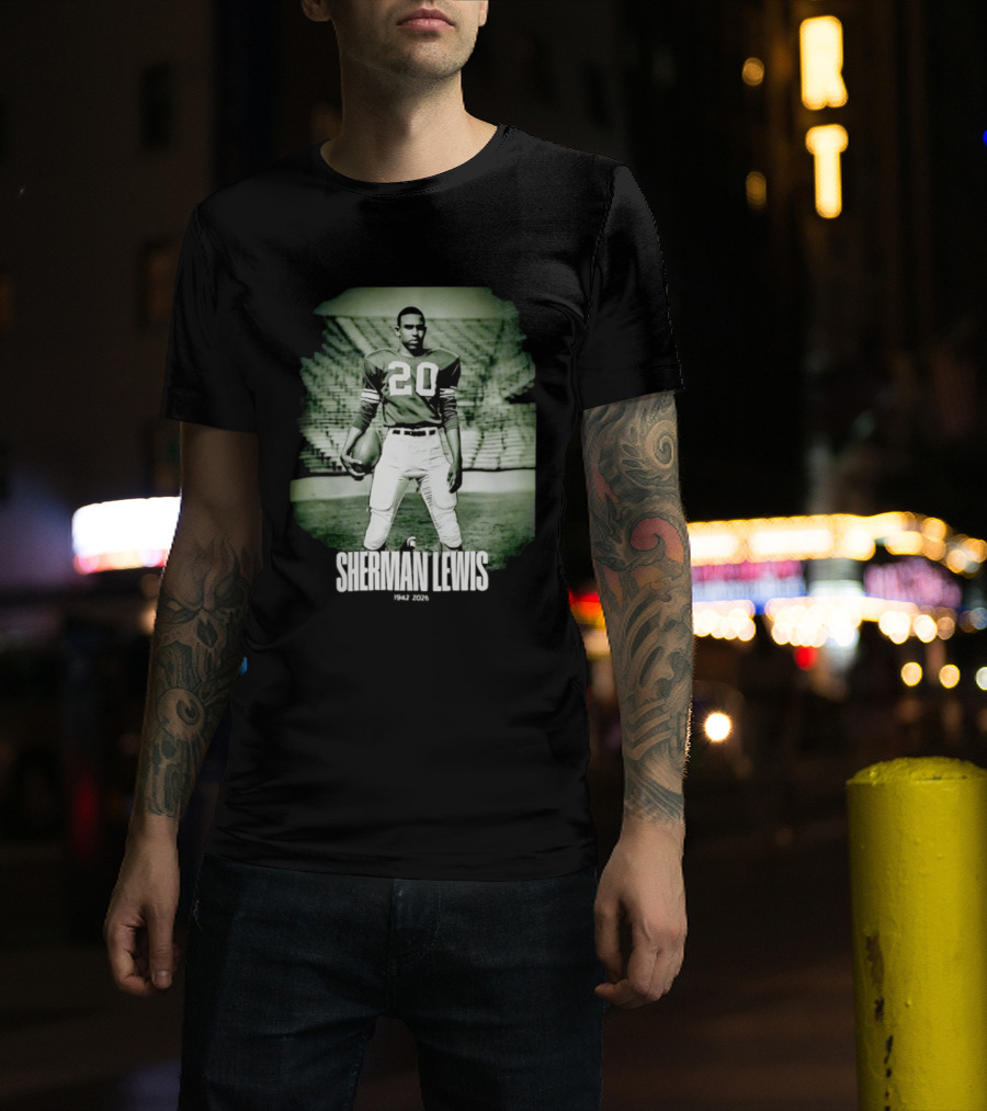 Sherman Lewis 1942 2026 Legendary Number 20 Football T-Shirt
