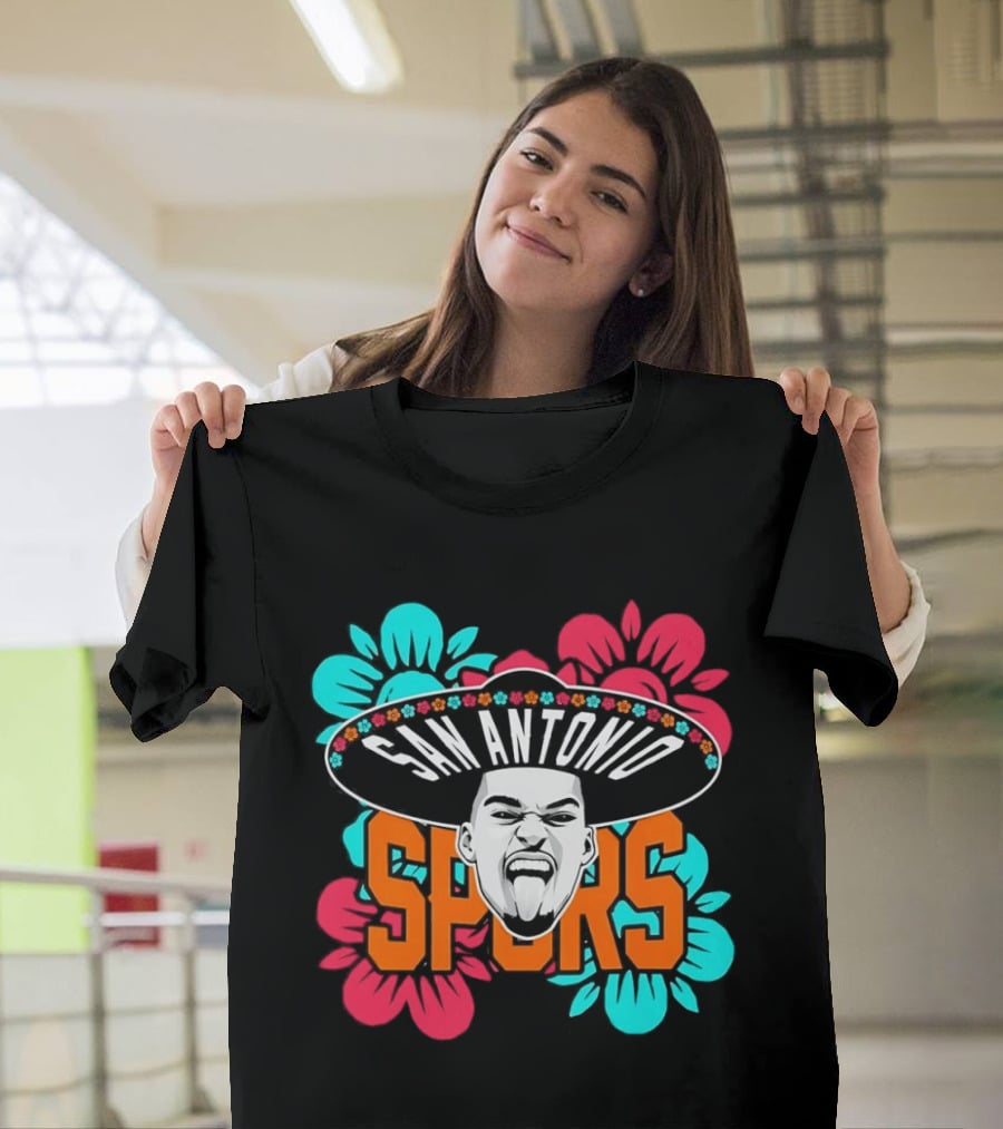 San Antonio Spurs Victor Wembanyama Sombrero Flowers T-Shirt