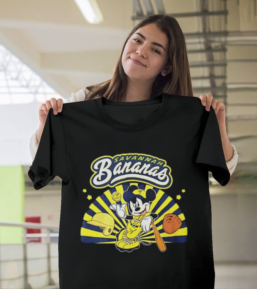Savannah Bananas Mickey Mouse Baseball Team Sports Fan T-Shirt