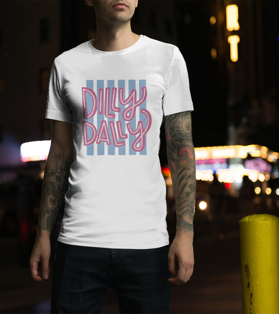 Dilly Dally Babier Pink And Blue Striped Playful T-Shirt