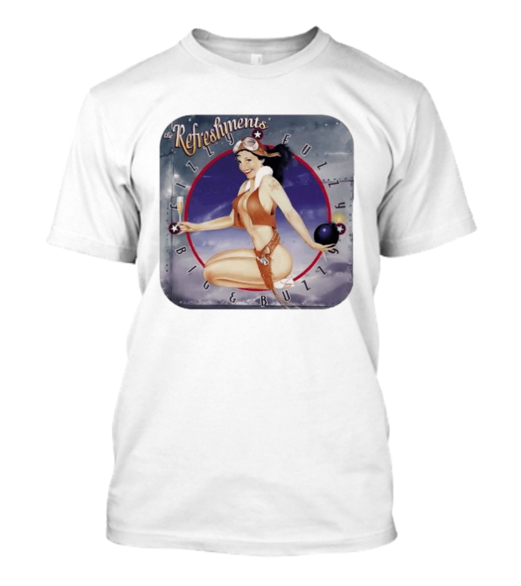 The Refreshments Fizzy Fuzzy Big & Buzzy 1996 Album Cover Vintage Pin Up T-Shirt