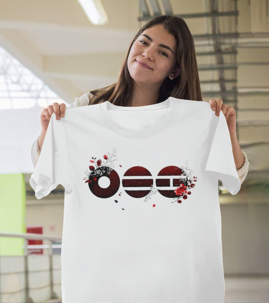 K Pop World Tour 2026 Floral Emblem With Red Flower Accents T-Shirt