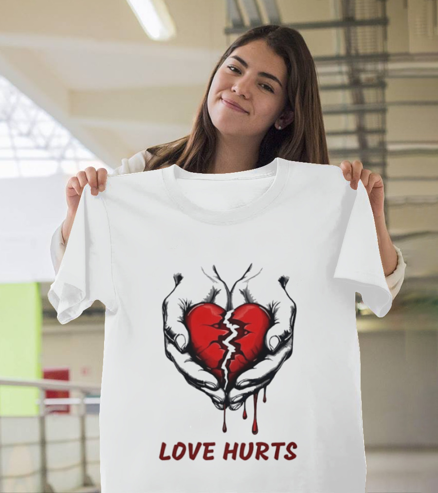 Love Hurts Bleeding Broken Heart Emotional Expression T-Shirt