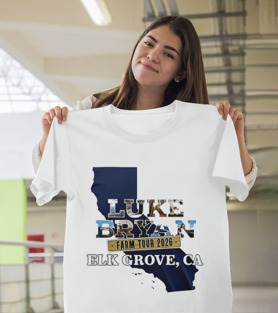Luke Bryan Farm Tour 2026 Elk Grove CA California Map T-Shirt