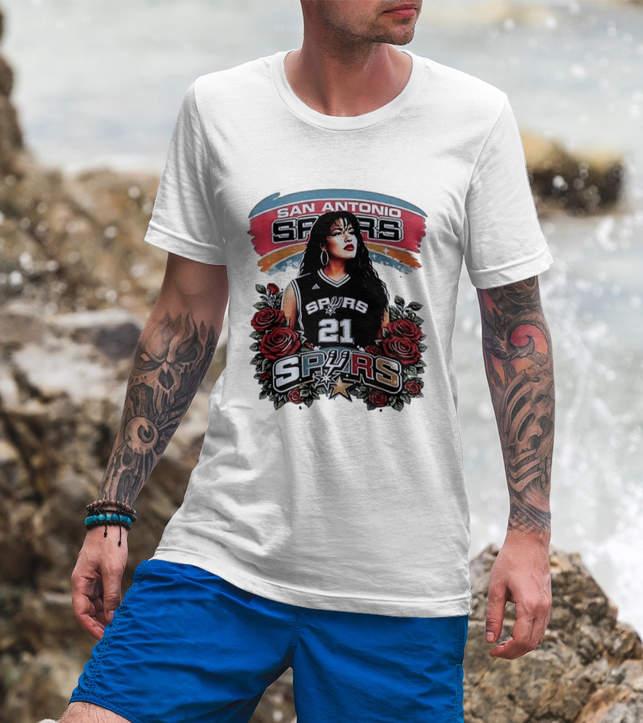 San Antonio Spurs 21 Selena Quintanilla Roses T-Shirt