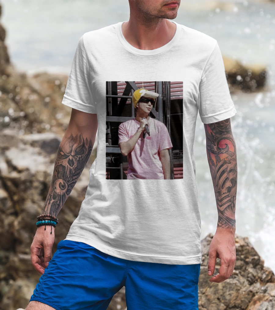 Namjoon Wearing Psyduck Hat Pink T T-Shirt