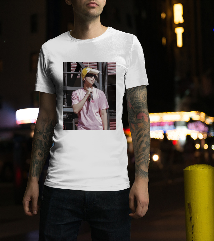 Namjoon Wearing Psyduck Hat Pink T T-Shirt