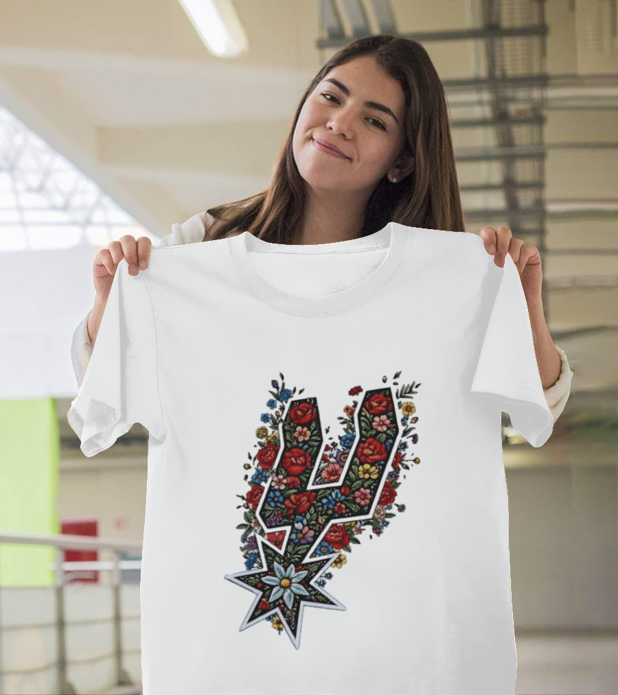 San Antonio Spurs Floral Rose Garden Spurs Team T-Shirt