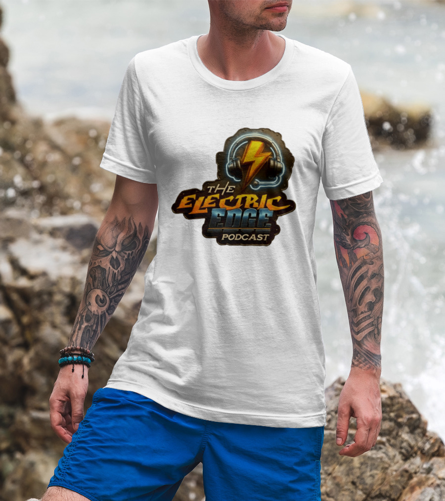The Electric Edge Podcast Headphone Lightning Bolt T-Shirt