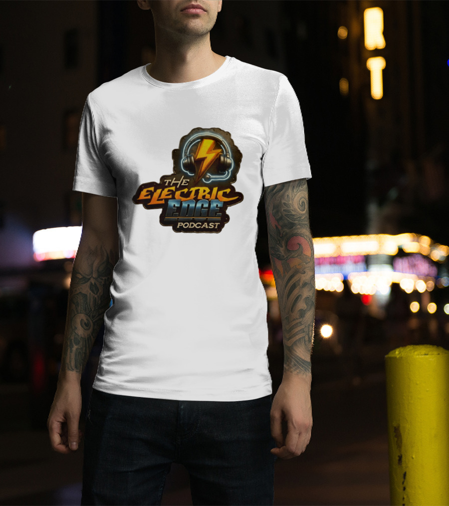 The Electric Edge Podcast Headphone Lightning Bolt T-Shirt