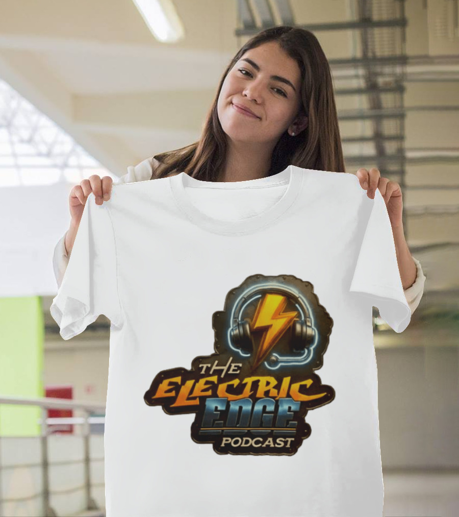 The Electric Edge Podcast Headphone Lightning Bolt T-Shirt