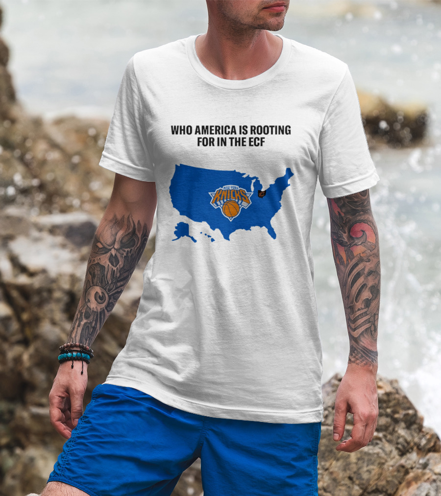 Who America Is Rooting For In The ECF Knicks USA Map Basketball T-Shirt