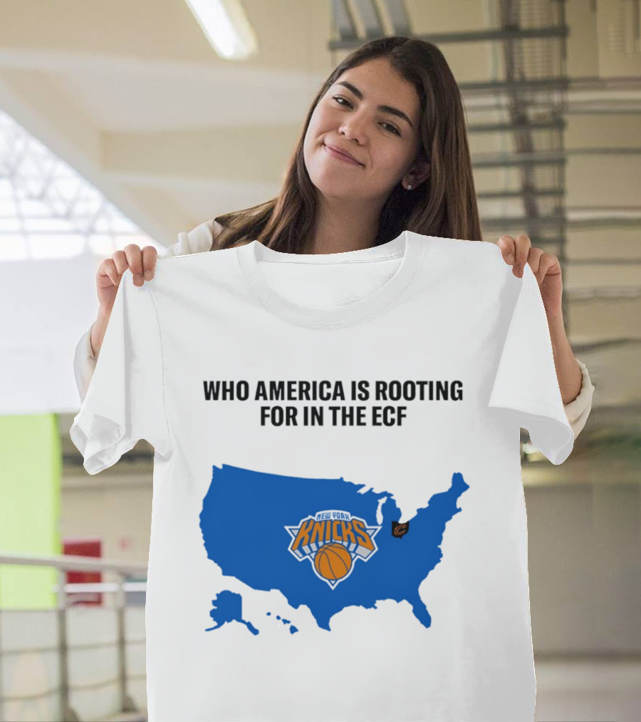 Who America Is Rooting For In The ECF Knicks USA Map Basketball T-Shirt