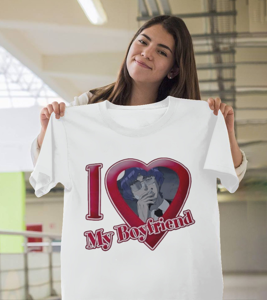I Love My Boyfriend Heart Anime Style Wolf Keum Wind Breaker T-Shirt