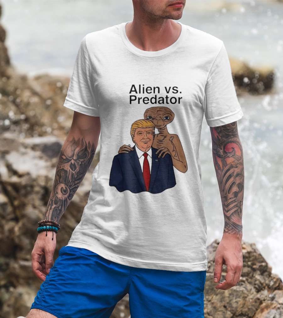 Alien Vs Predator Donald Trump ET Parody Fashion T-Shirt