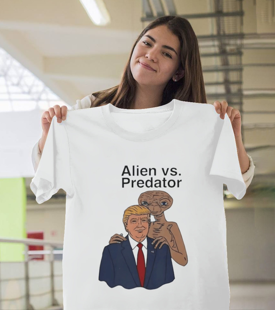 Alien Vs Predator Donald Trump ET Parody Fashion T-Shirt