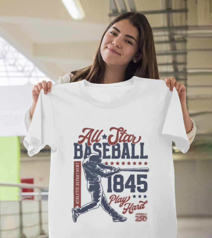 All Star Baseball 1845 Player Red Blue T-Shirt