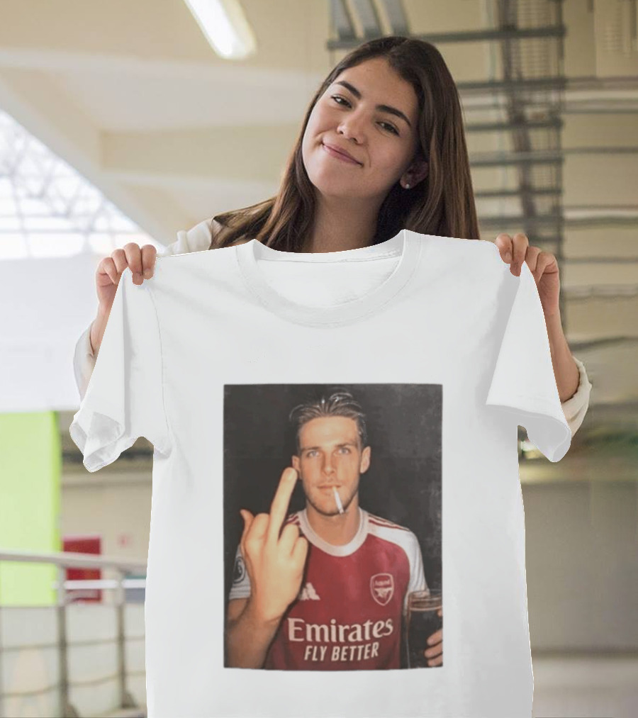 Emirates Fly Better Arsenal Middle Finger Smoking Soccer Player T-Shirt