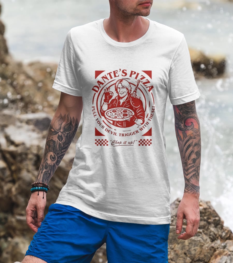 Dante's Pizza Pull Your Devil Trigger With These Chop It Up T-Shirt