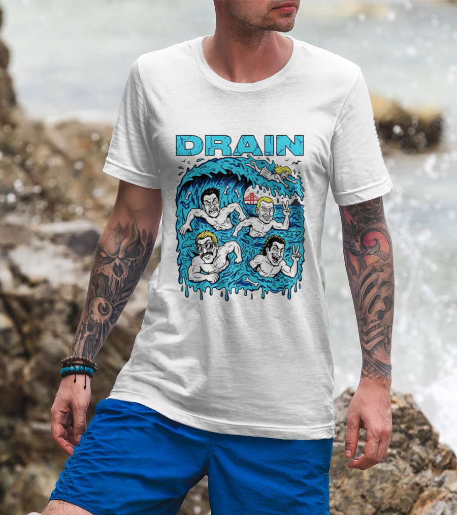 Drain Band Butthole Surfers Caricature Wave Surf T-Shirt