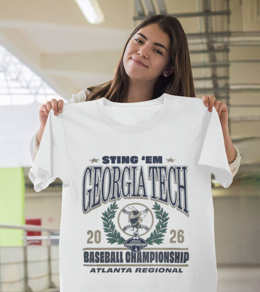 Georgia Tech Swing The Yellow Jackets 2026 Baseball Championship Atlanta Regional Laurel Wreath T-Shirt
