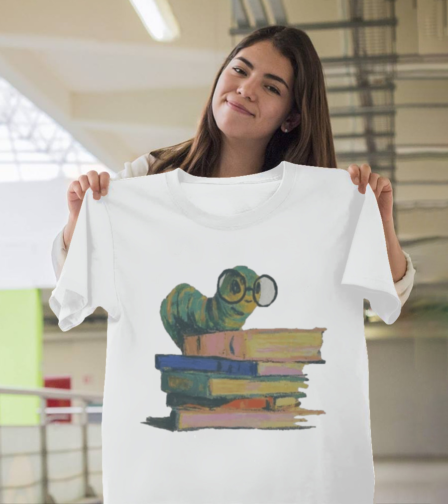 Literary Bookworm Glasses Stack Books T-Shirt
