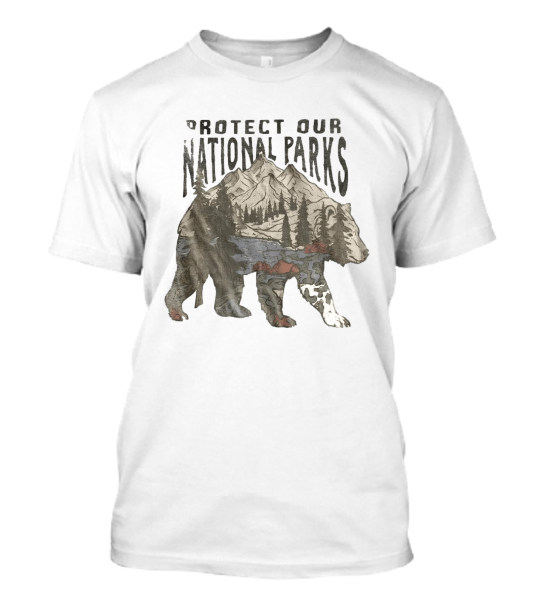 Protect Our National Parks Bear Forest Mountain Scene T-Shirt