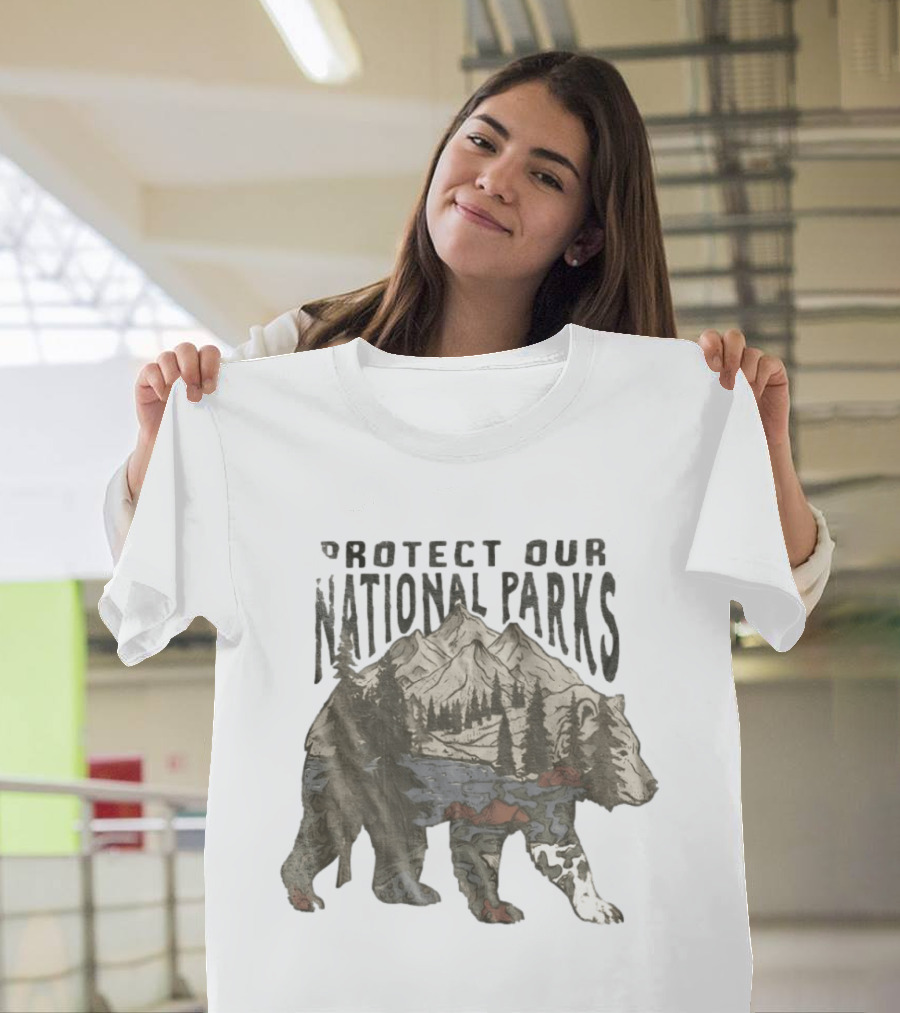 Protect Our National Parks Bear Forest Mountain Scene T-Shirt
