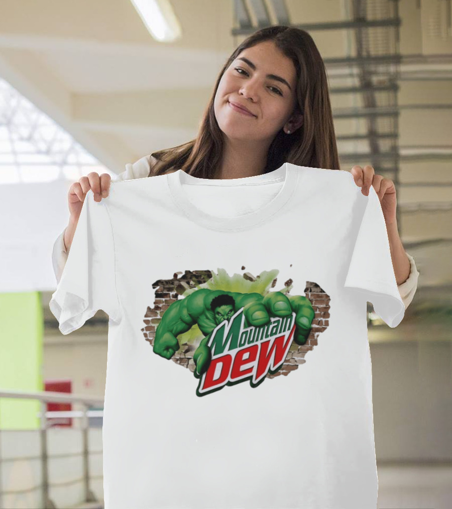 Hulk Smashing Through Brick Wall Mountain Dew Collaboration T-Shirt
